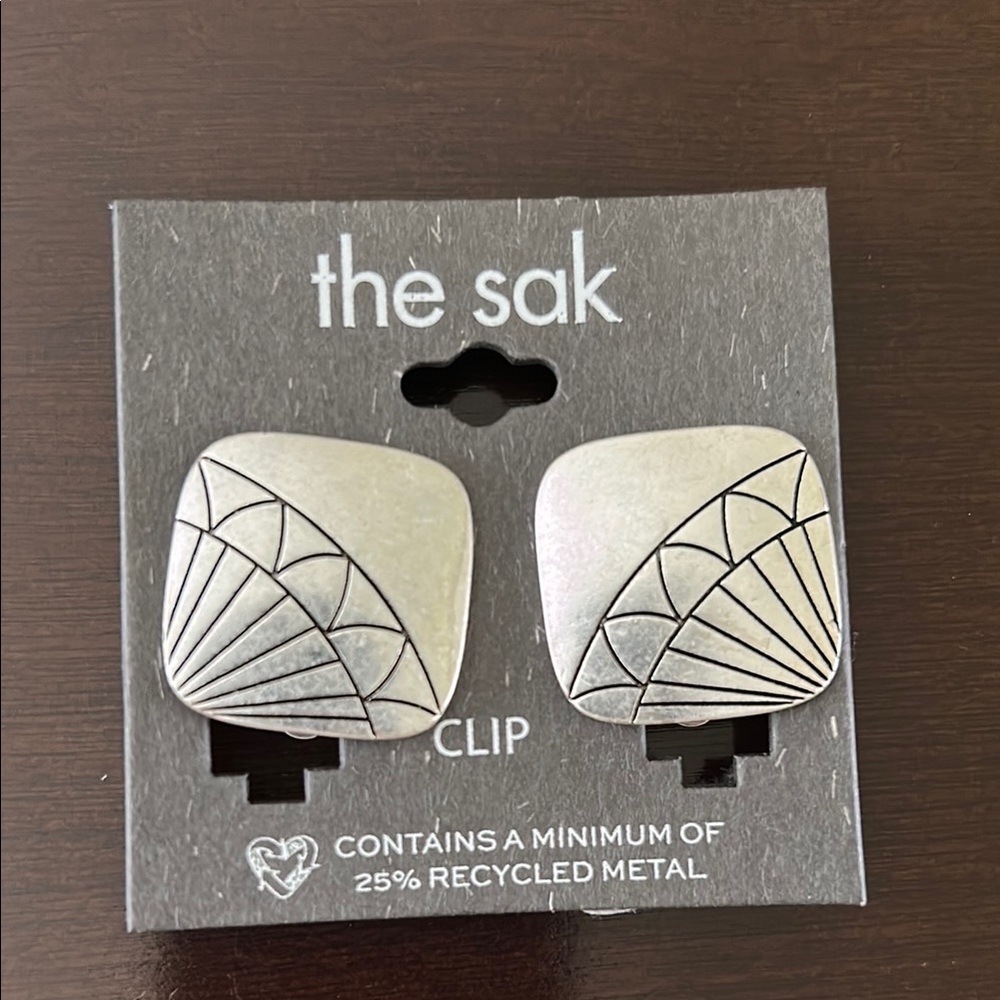 The Sak Geometric Silver Clip Earrings